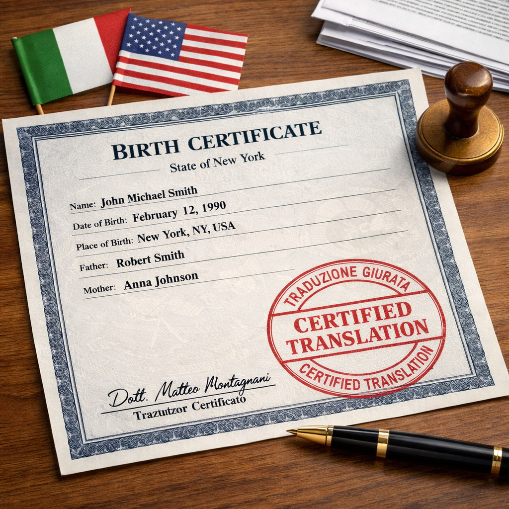 Traduzione giurata certificato di nascita